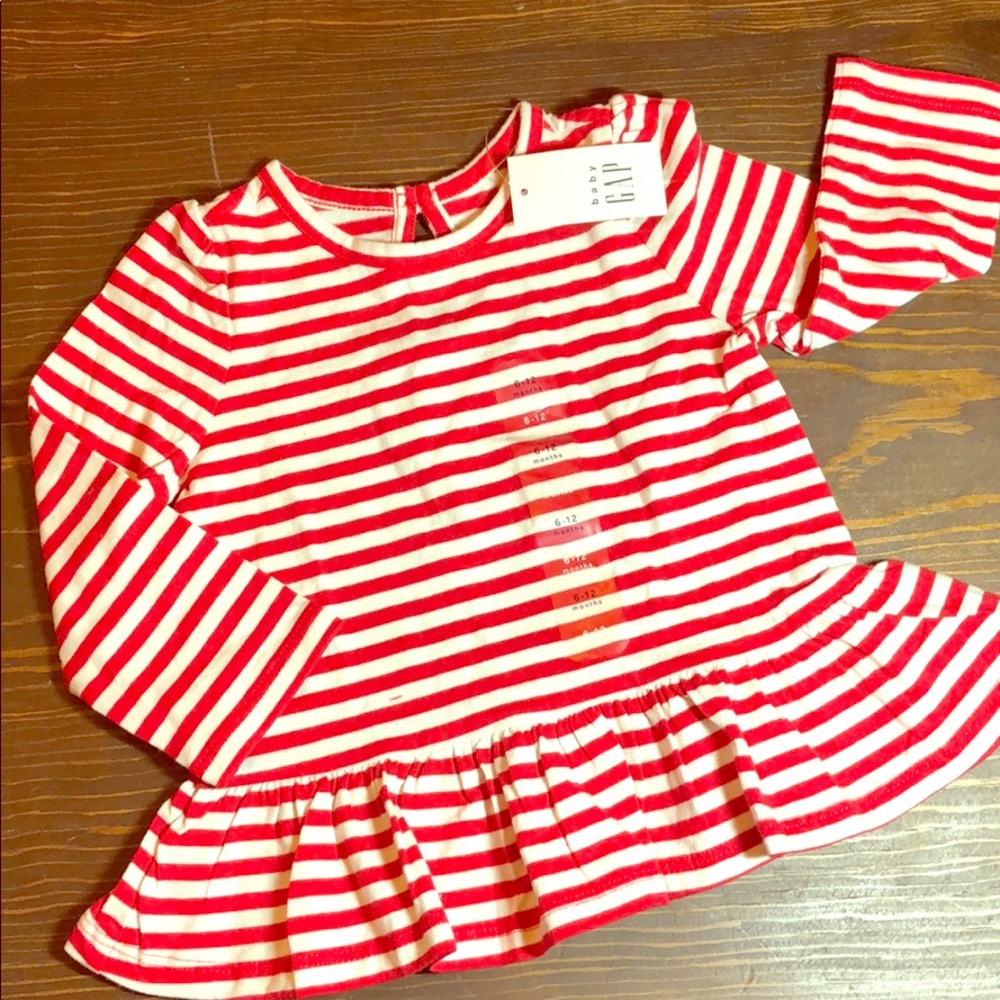 Baby gap candy cane stripe ruffle swing top